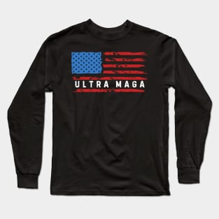 Ultra MAGA American Flag 2024 Republican Pro Trump Long Sleeve T-Shirt